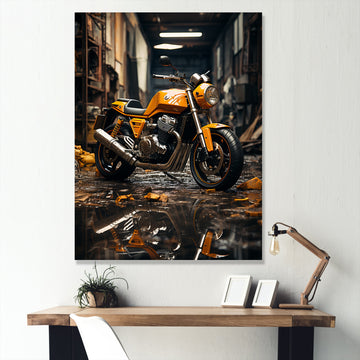 Yellow Dirt Bike Elegance - Motorcycle Canvas Wall Art